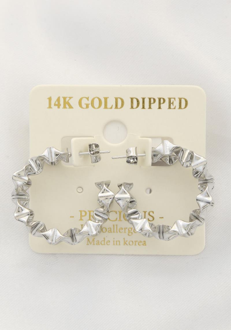 RUFFLE EDGE 14K GOLD DIPPED HOOP EARRING