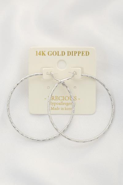 TEXTURED 14K GOLD DIPPED HOOP EARRING