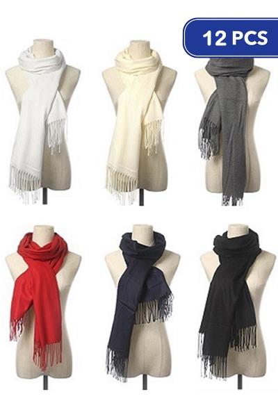 SOFT ASSORTED PASHMINA SCARF (12 UNITS)