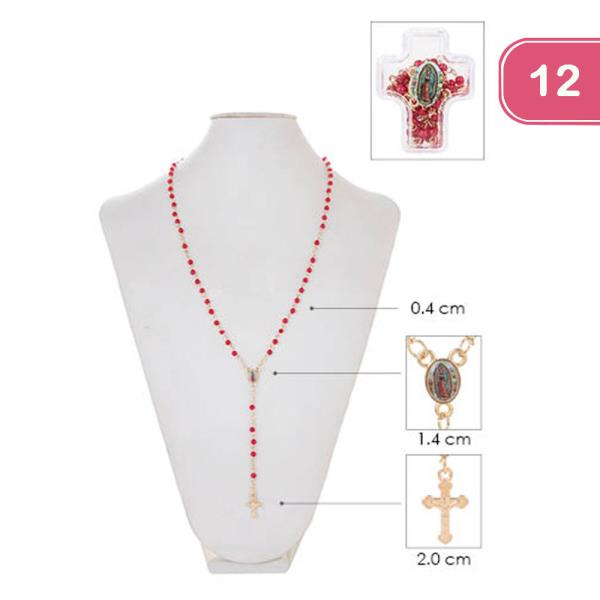 FASHION PEARL CROSS PENDANT Y NECKLACE (12 UNITS)