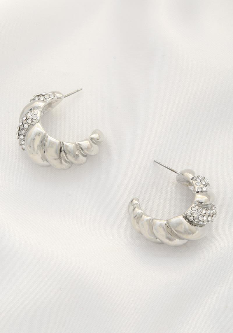 CROISSANT CRYSTAL OPEN HOOP EARRING