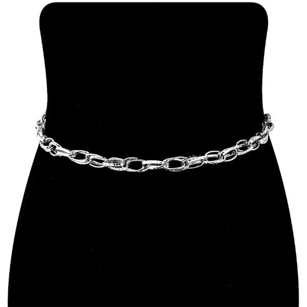 FASHION METAL OVAL LINK BELT