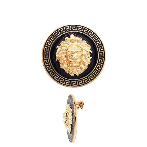 LION HEAD GREEK PATTERN BROOCH