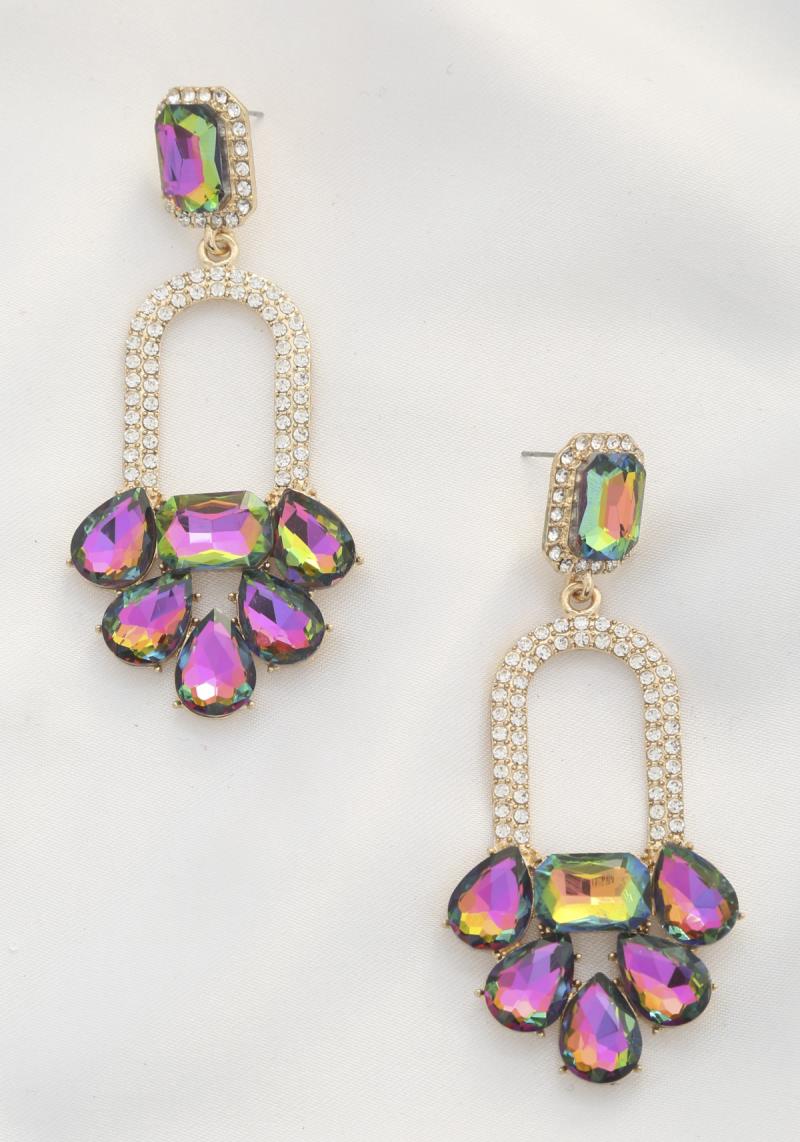 TEARDROP RHINESTONE DANGLE EARRING