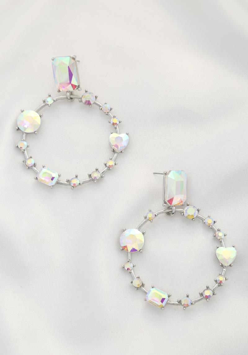ROUND CRYSTAL DANGLE EARRING