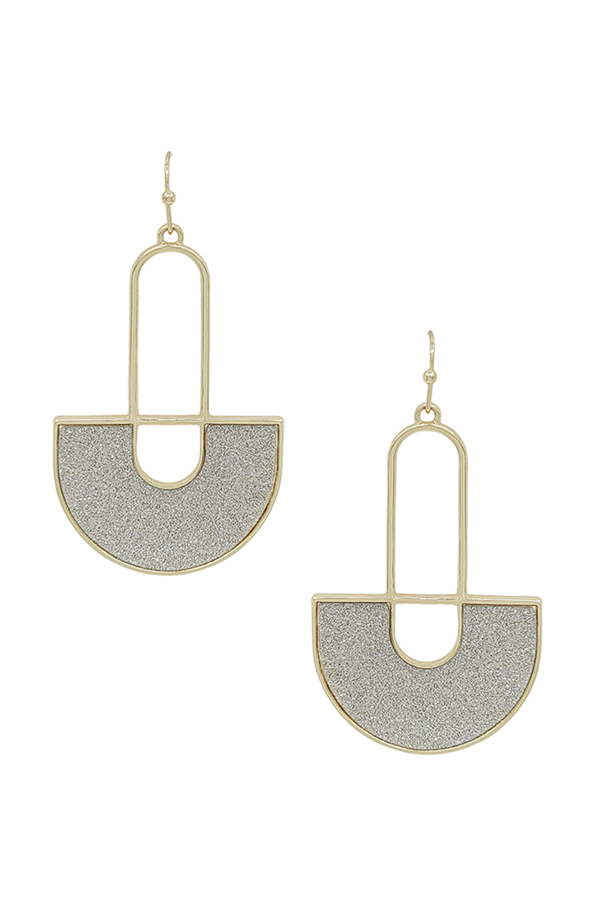 GEO SHAPED METALIC LEATHER AC EARRING