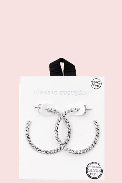 STERLING SILVER POST HOOP EARRING