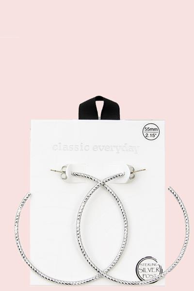 STERLING SILVER POST HOOP EARRING