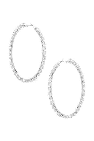 CRYSTAL CUBIC ZIRCONIA 75MM HOOP TEARDROP EARRING