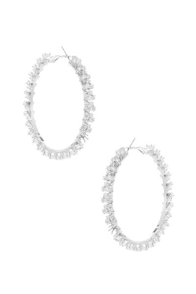 CRYSTAL CUBIC ZIRCONIA 55/5MM HOOP TRIANGLE EARRING