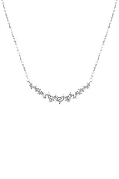 CRYSTAL CUBIC ZIRCONIA CLUSTER CURVE NECKLACE