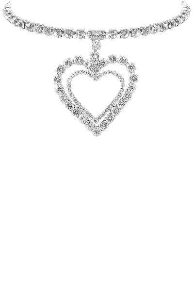 RHINESTONE DOUBLE HEART COLLAR CHOKER NECKLACE