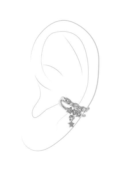 CUBIC ZIRCONIA THREE STAR N STAR DROP CUFF EARRING