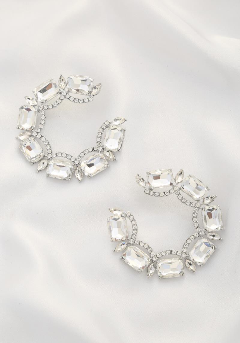 CRYSTAL OPEN HOOP EARRING