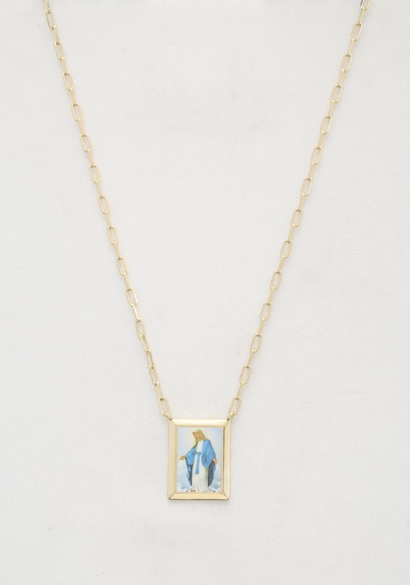 RELIGIOUS PENDANT PAPERCLIP LINK NECKLACE