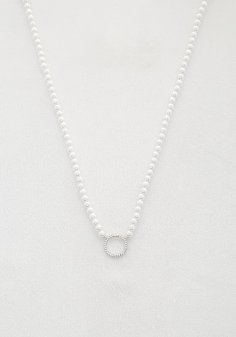 ROUND CHARM PEARL BEAD NECKLACE