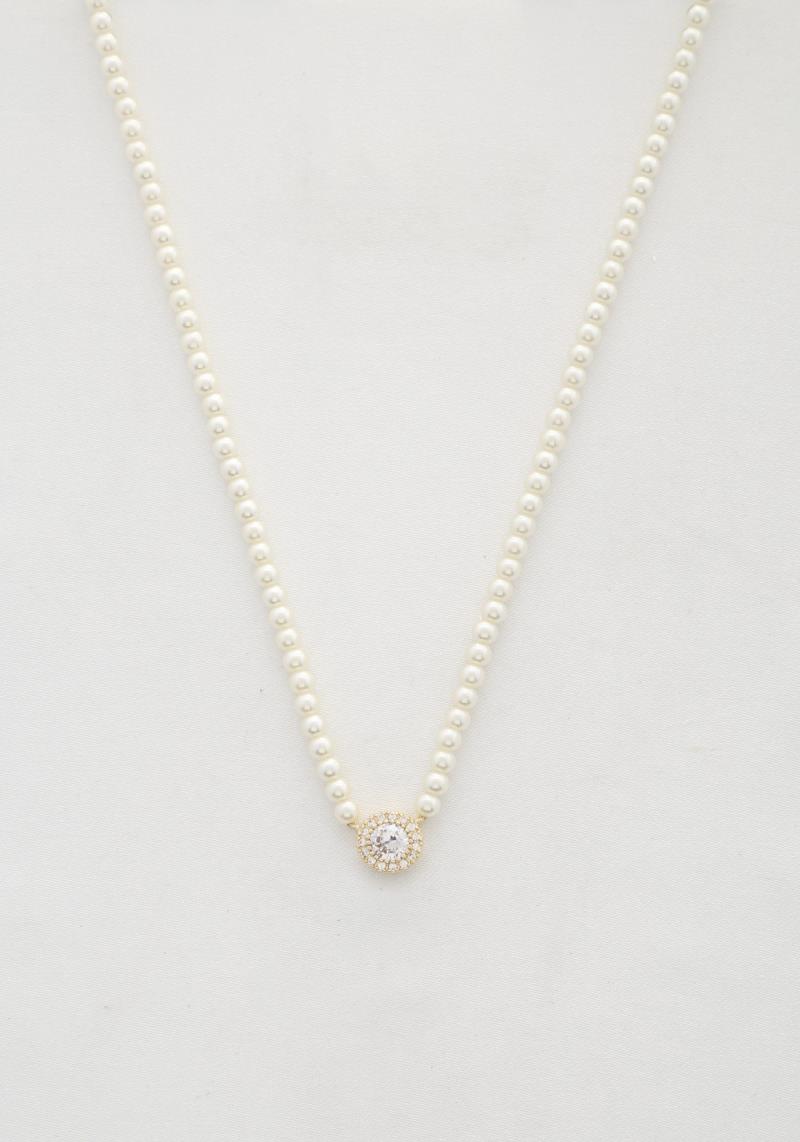 DAINTY CRYSTAL PEARL BEAD NECKLACE