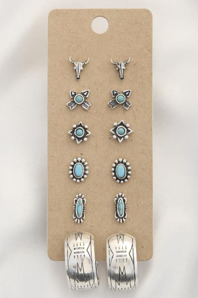 WESTERN RODEO ASSORTED EARRING SET