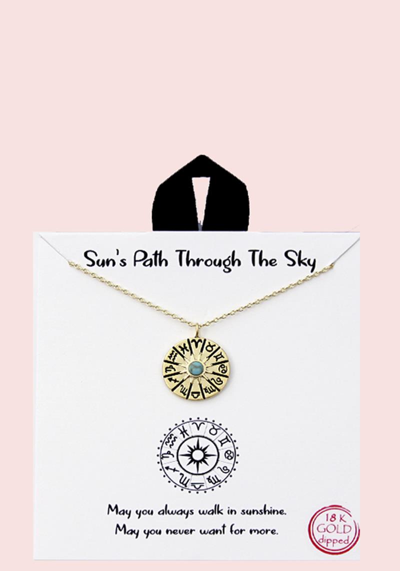 18K GOLD RHODIUM DIPPED SUN`S PATH THROUGH THE SKY NECKLACE