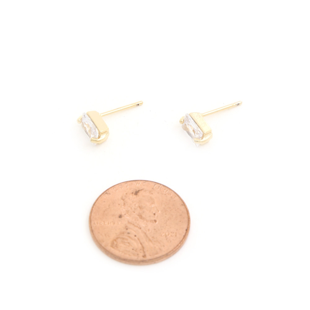 RECTANGLE CZ 14K GOLD DIPPED POST EARRING