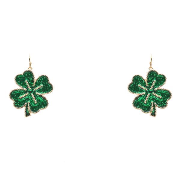 SAINT PATRICK`S CLOVER DANGLE EARRING