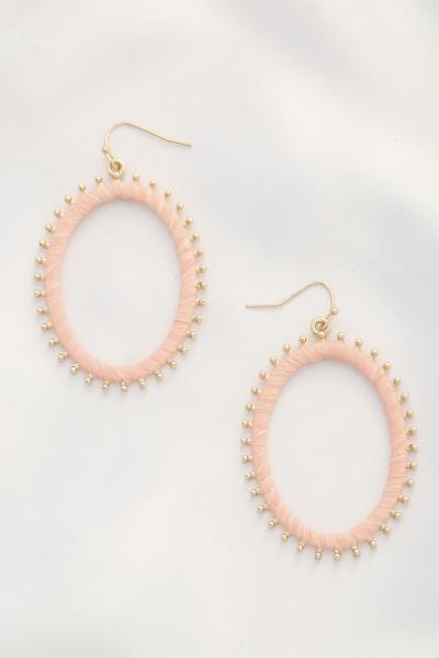 THREAD WRAP OVAL DANGLE EARRING