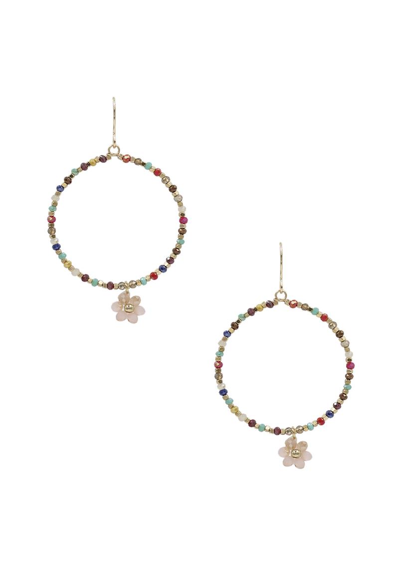 FLOWER SEED BEAD DANGLE EARRING