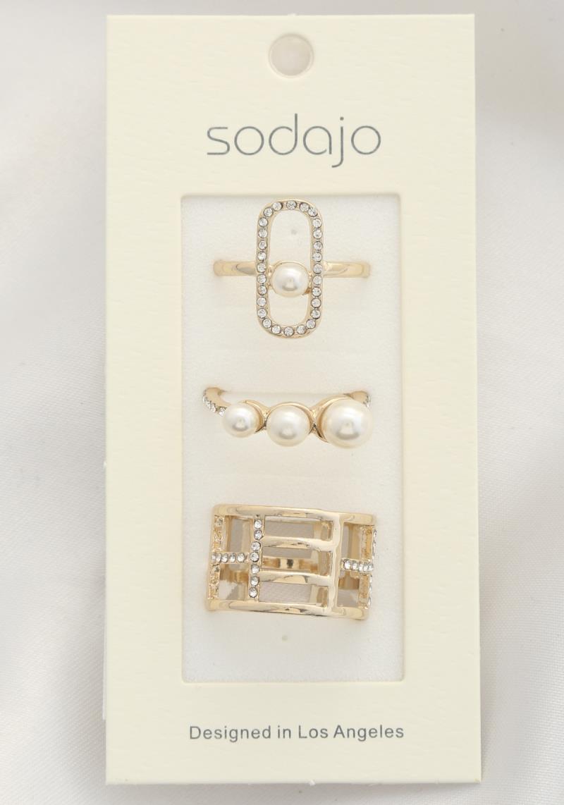 SODAJO PEARL BEAD ASSORTED RING SET