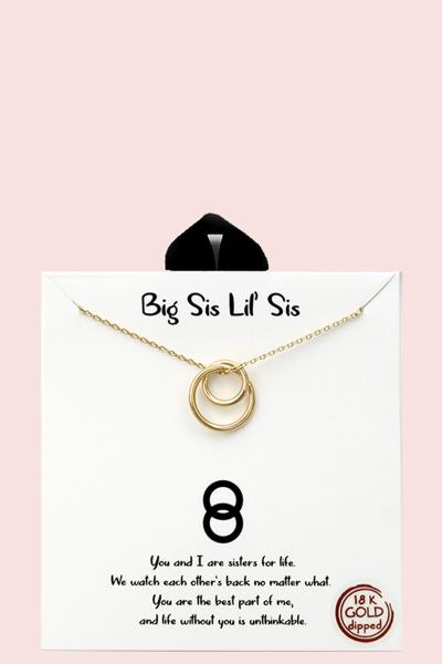 18K GOLD RHODIUM DIPPED BIG SIS LIL SIS NECKLACE