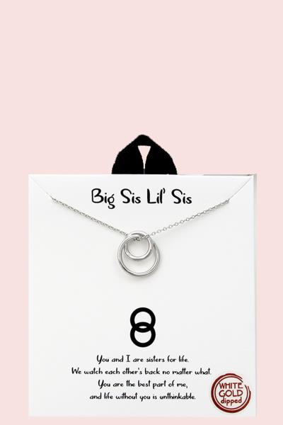 18K GOLD RHODIUM DIPPED BIG SIS LIL SIS NECKLACE