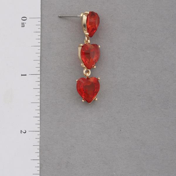 CRYSTAL TRIPLE HEART DANGLE EARRING