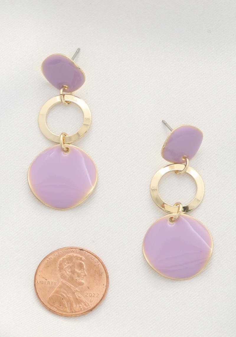 ROUND COLOR METAL DANGLE EARRING