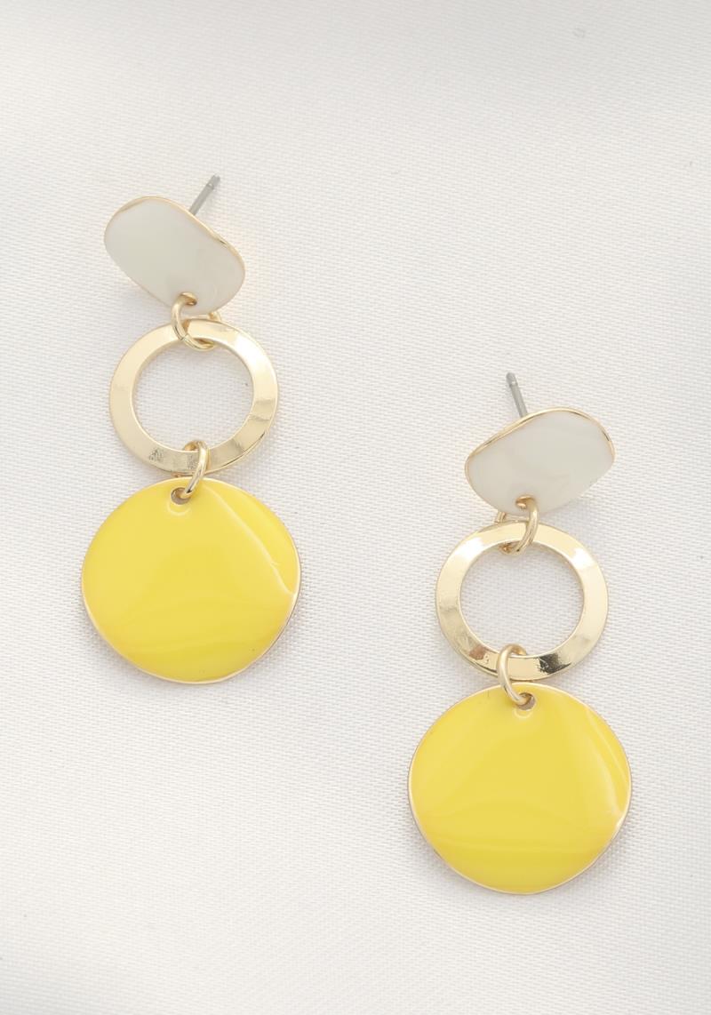 ROUND COLOR METAL DANGLE EARRING