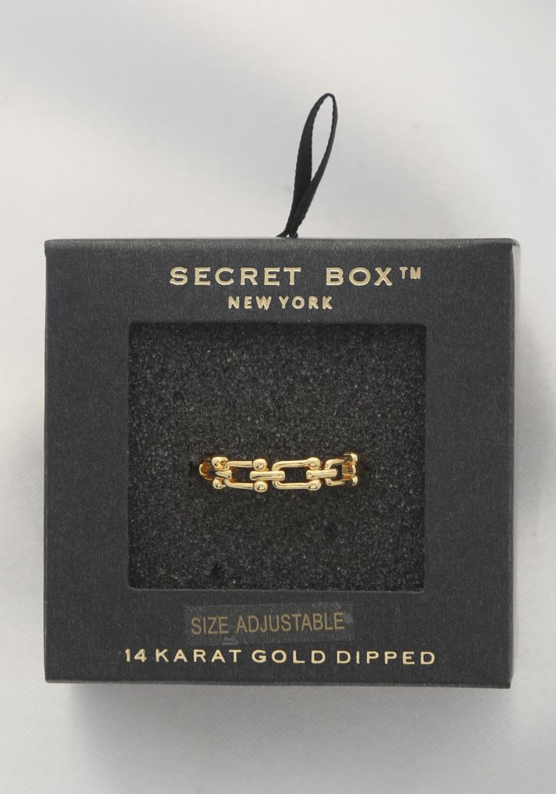 SECRET BOX U LINK 14K GOLD DIPPED RING