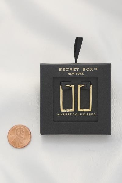 SECRET BOX RECTANGLE 14K GOLD DIPPED EARRING