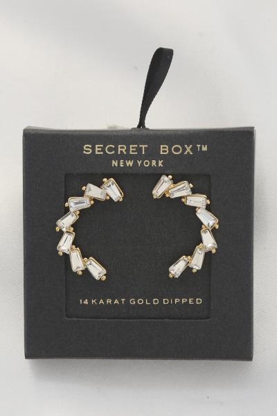 SECRET BOX CRYSTAL 14K GOLD DIPPED EARRING