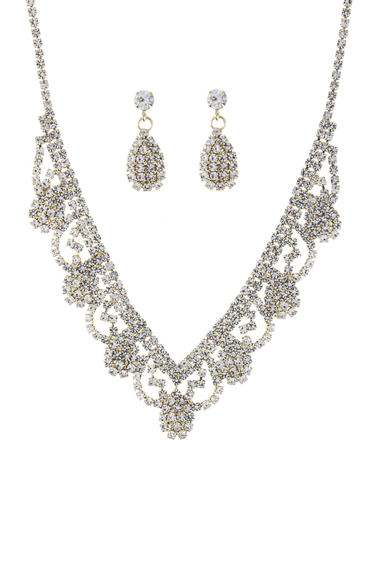 RHINESTONE PARTY EARRING AND NECKLACE SET