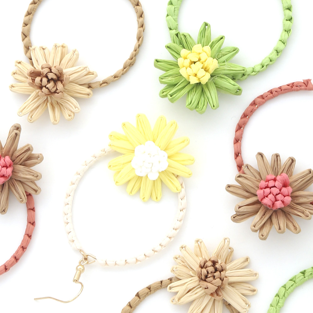 FLOWER TWINE ROUND DANGLE EARRING
