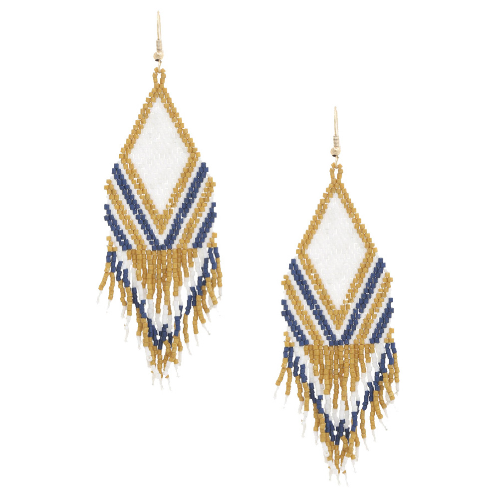 SEED BEAD GEOMETRIC SHAPE DANGLE EARRING