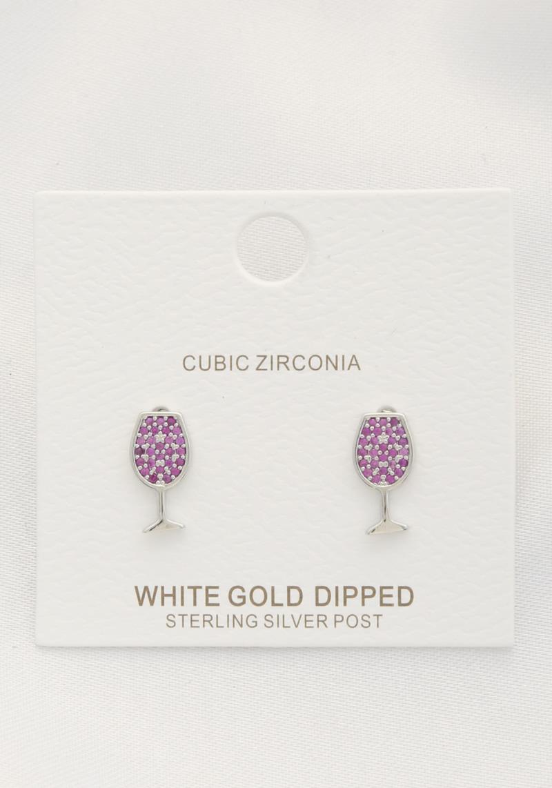 CHAMPAGNE GLASS STUD EARRING