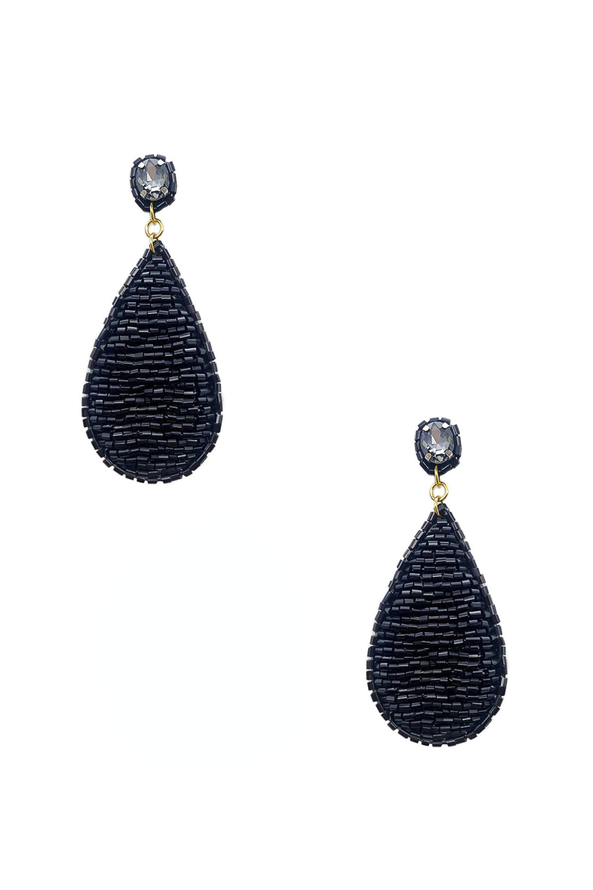 BEADED TEARDROP STONE DANGLE EARRING