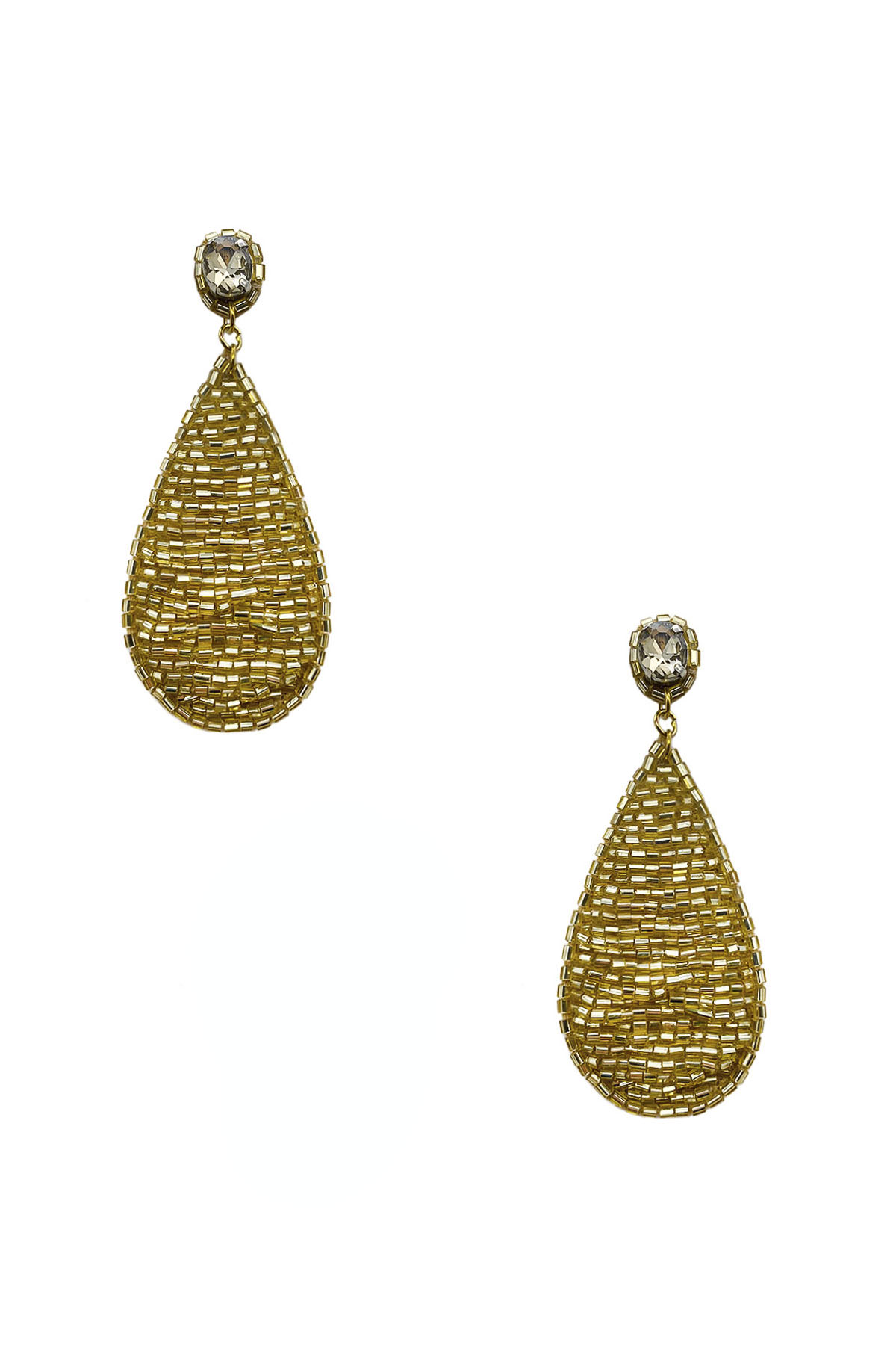 BEADED TEARDROP STONE DANGLE EARRING