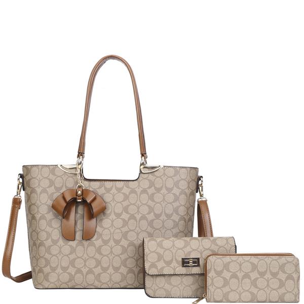 3IN1 DESIGN TOTE WITH CROSSBODY AND WALLET SET