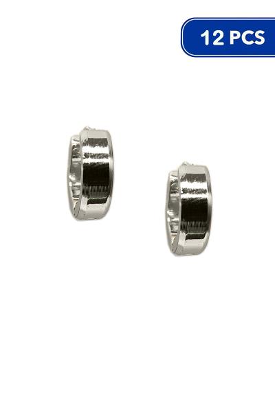 FASHION STAINLESS STEEL HUGGIE EARRING (12 UNITS)