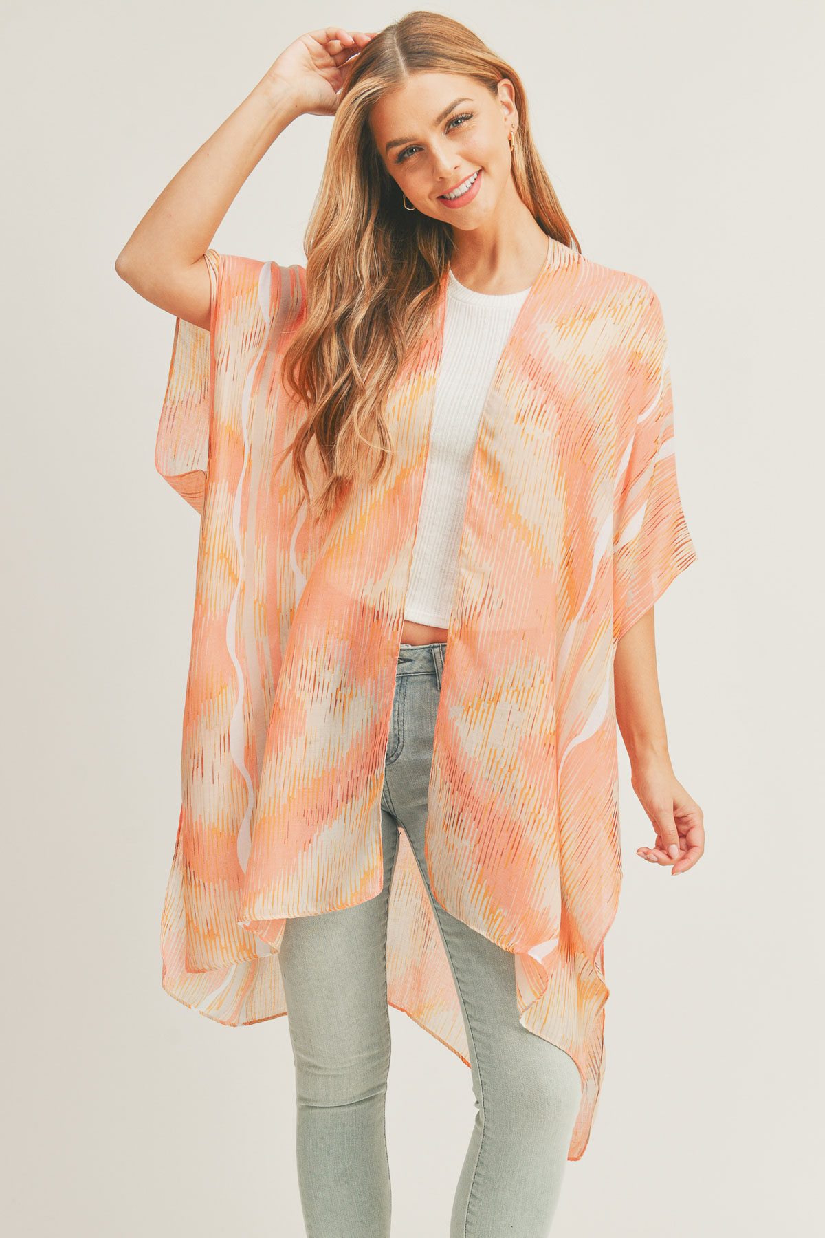 TIE DYE ABSTRACT PRINT KIMONO