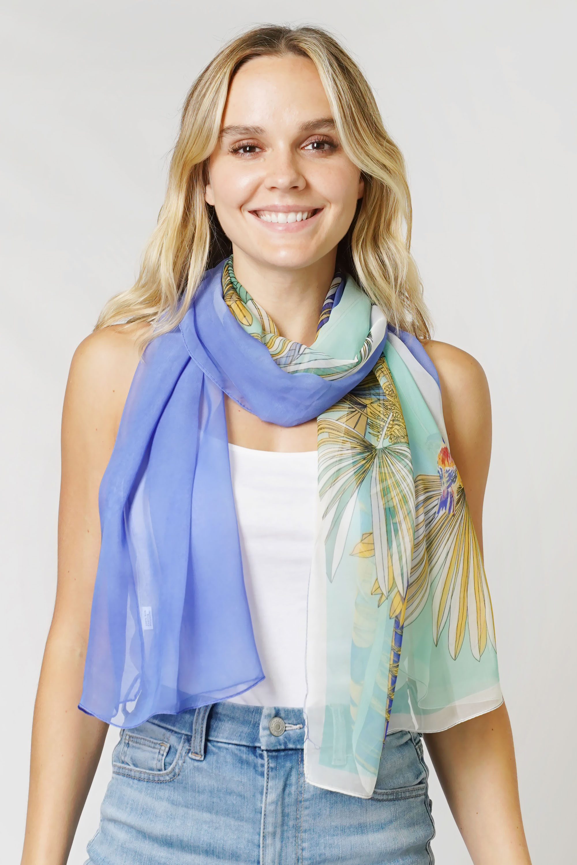 TROPICAL PRINT CHIFFON SCARF