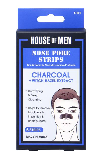 HOUSE OF MEN CHARCOAL WITCH HAZEL EXTRACT NOSE PORE STRIPS 6 PC SET