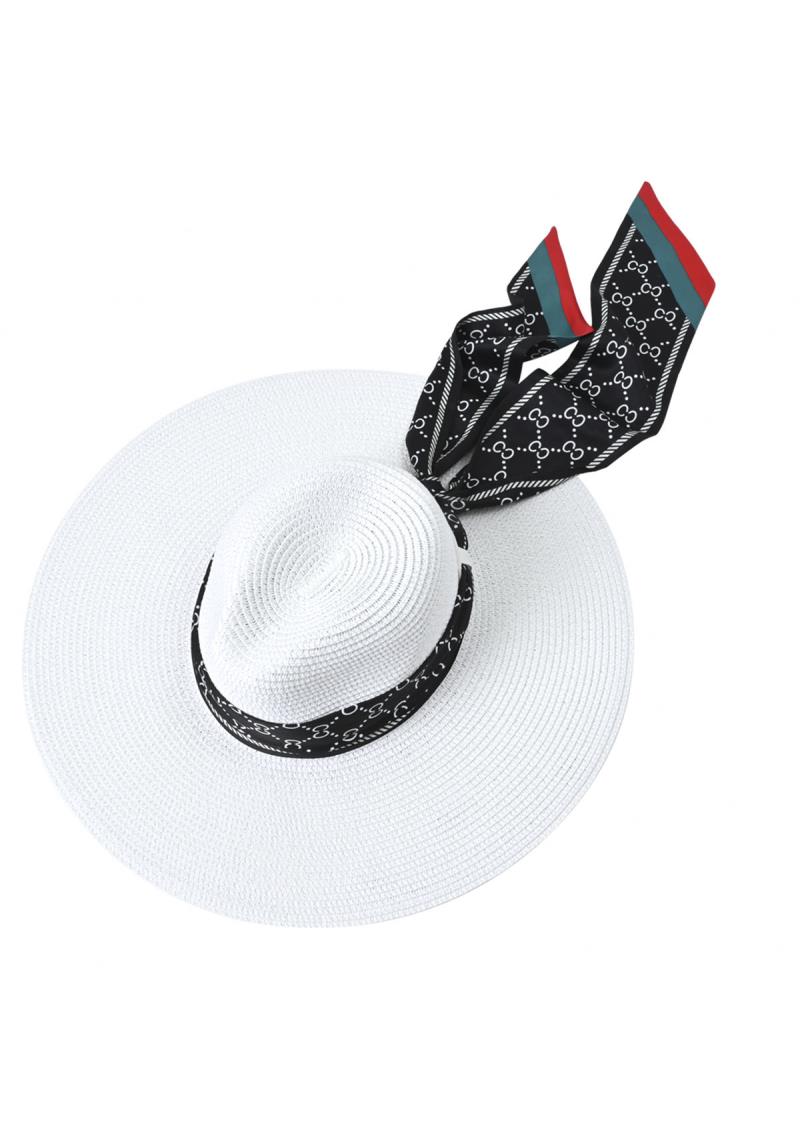 STRAW SUN HAT WITH SIKLY STRAP