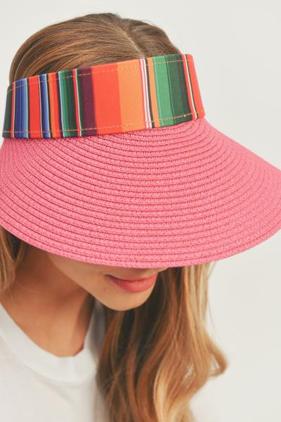 FASHION STRAW RAINBOW STRAP VISOR