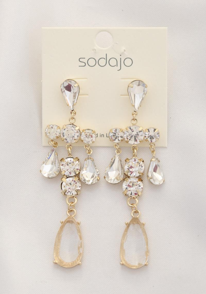 SODAJO TEARDROP RHINESTONE DANGLE EARRING